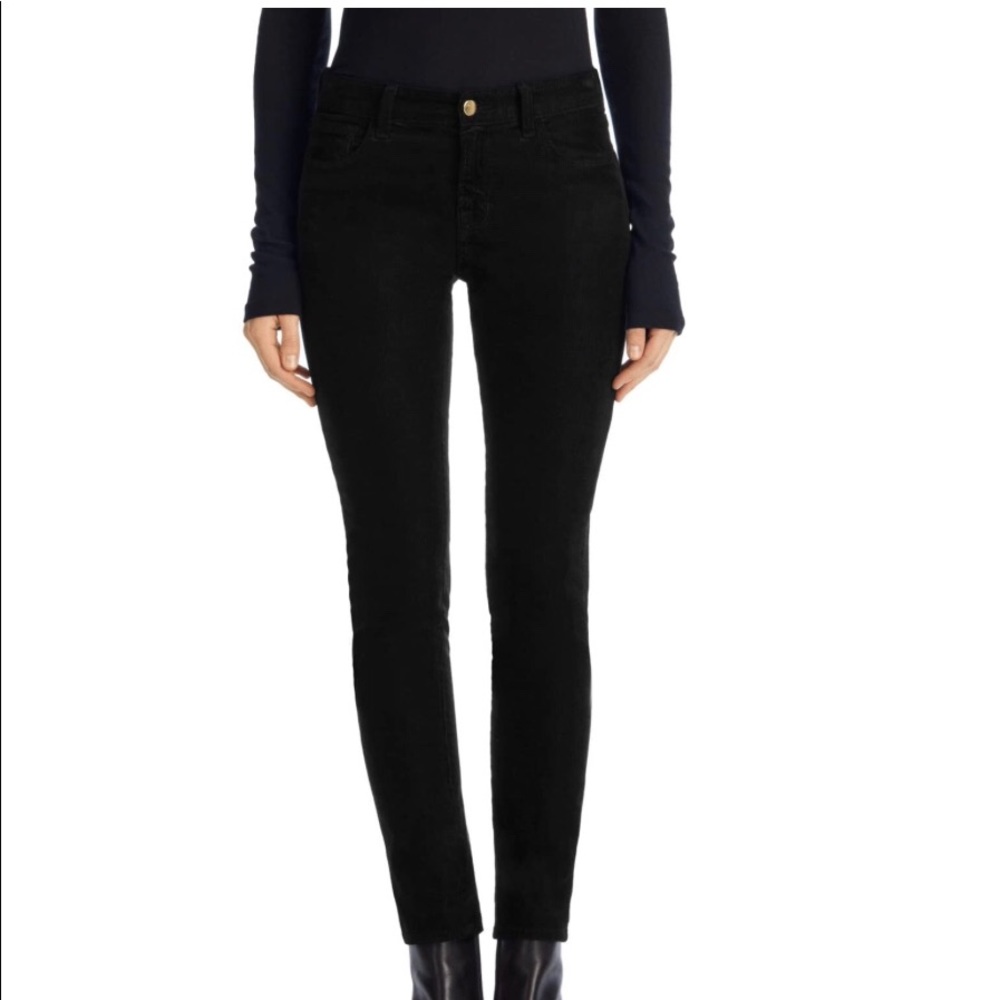 J Brand 910 Low Rise Skinny Pant Black Corduroy